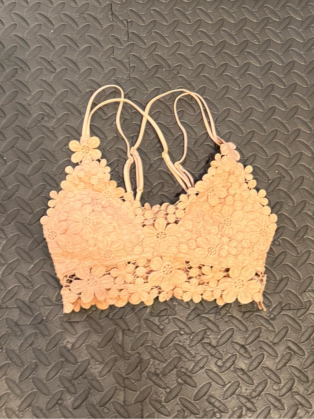 Lace Floral Bralette - Peach